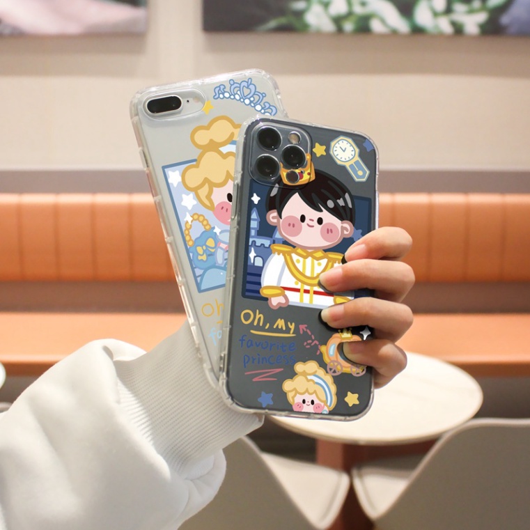 Ốp lưng iphone 6, 6s plus, 7 8 Plus, X, XS, XR, XSMAX, 11, 12, 13 PROMAX TRONG SUỐT CÔNG CHÚA, HOÀNG TỬ PKVN