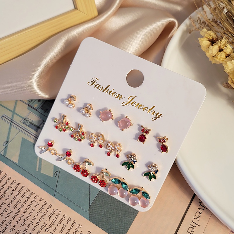 Set 9 Đôi Bông Tai Nhiều Màu Dễ Thương Cho Nữ
