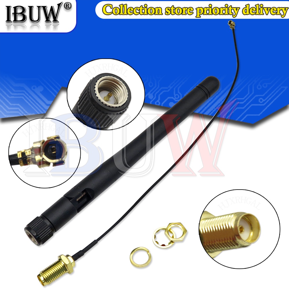 1 Ăng Ten WiFi 2.4GHz 3dBi 2.4g Cổng RP-SMA + Dây Cáp 17cm PCI U.FL IPX Sang RP SMA Đực ESP8266 ESP32