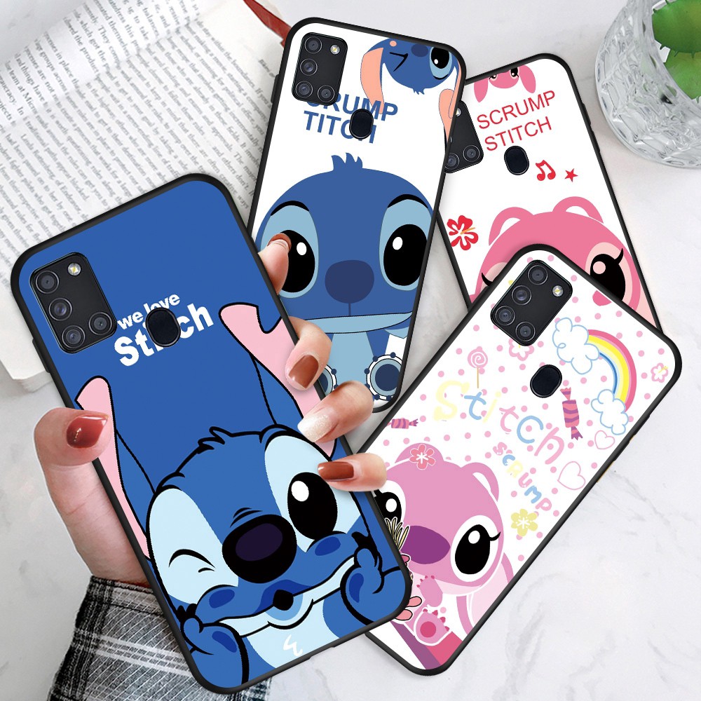 Samsung Galaxy A7 A6 A8 A9 2018 Plus Pro 2019 A9S Star A8S A6+ A8+ A750 A530 A730 For Soft Case Silicone Casing TPU Cute Cartoon Lovers Stitch Angel Sweetheart 626 Shockproof Phone Full Cover simple Macaron matte Back Cases