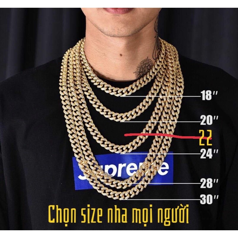 DÂY CHUYỀN ĐÍNH ĐÁ UNISEX HIPHOP CUBAN CHAIN v1 MAMA KING