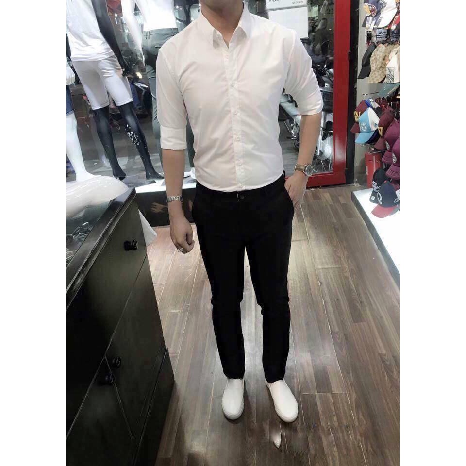 Áo Sơ Mi Nam Công Sở Không Nhăn Dài Tay Hàn Quốc