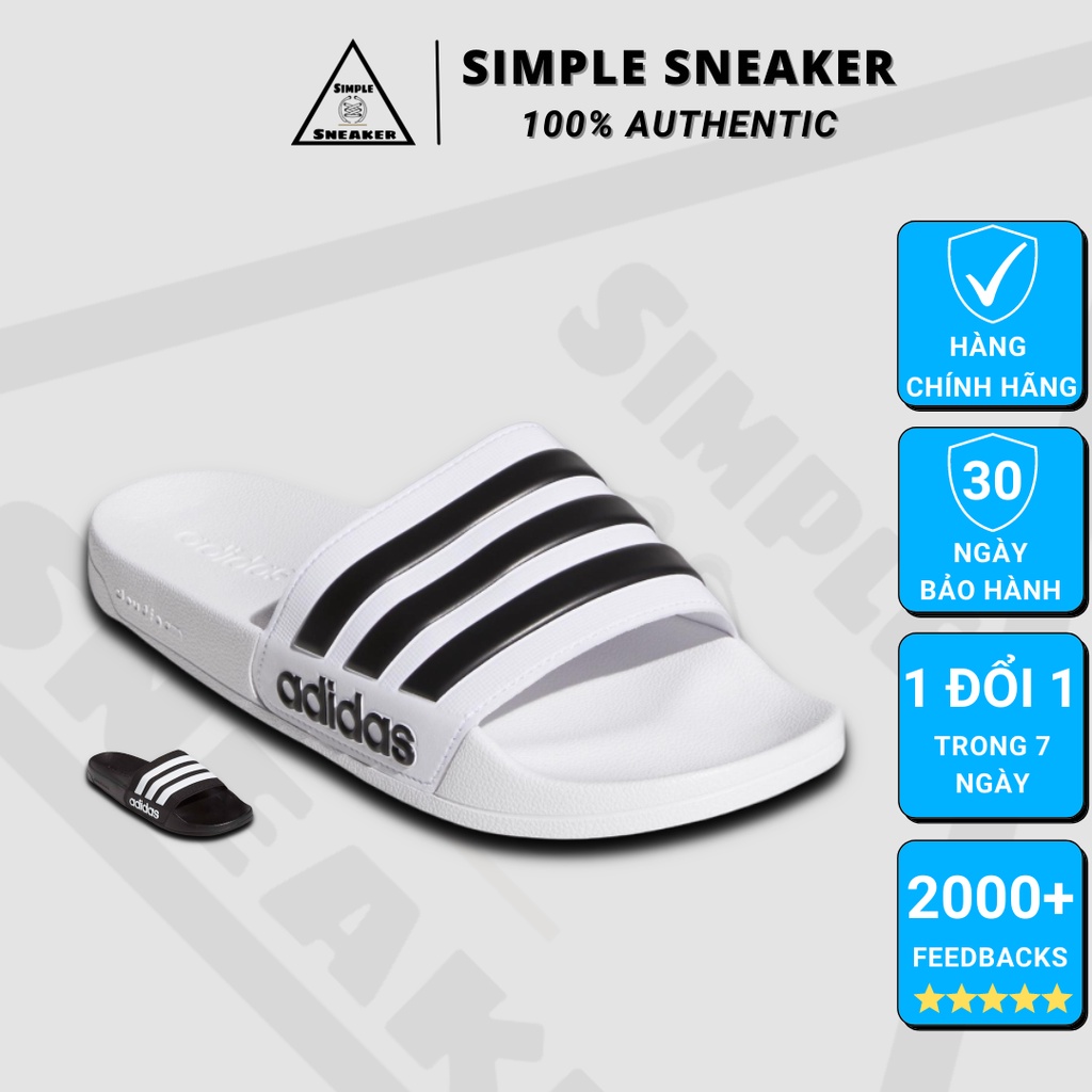 Dép Adidas Chính Hãng FREESHIP Adidas Adilette Cloudfoam Shower White Black- Dép Quai Ngang Chống Nước- Simple Sneaker