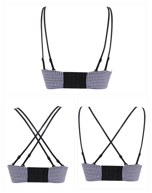 Áo Lót Nơ Nhún Ngực Phối Kẻ Không Gọng Siêu Xinh 970