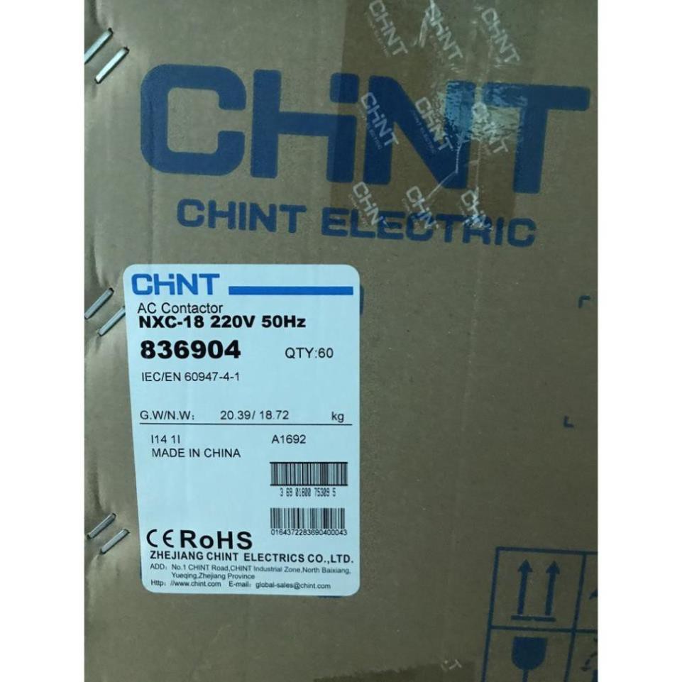 Chint Contactor 3 pha NXC-18A dùng cho động cơ lên tới 7,5KW (hàng chính hãng)