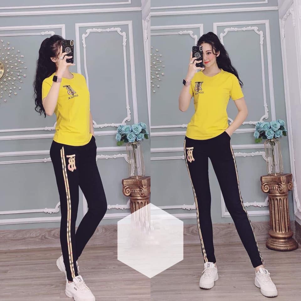 Set Cotton Dáng Thể Thao Nữ - Logo Thêu Đơn Giản - Sản Phẩm Y Hình