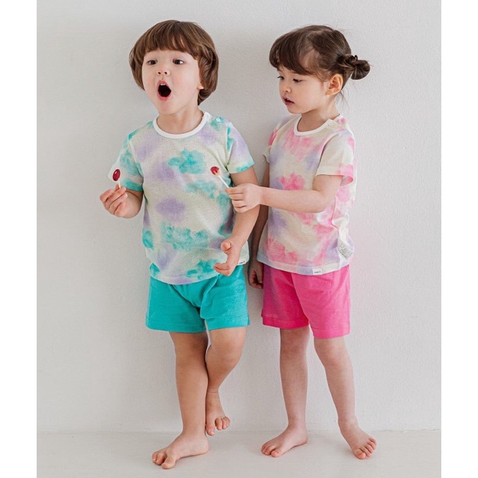 [100% HÀNG NHẬP TỪ HÀN VỀ, HÀNG CÓ SẴN] Bộ ngắn tay mẫu Loang Hồng Xanh Lưới hãng Cordii mã CF135 rất dễ thương