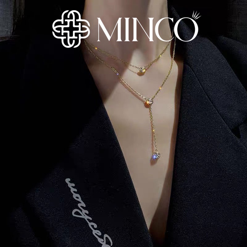 Dây Chuyền choker nữ 2 Tầng Minco Accessories đính đá lấp lánh phong cách tiểu thư DT66