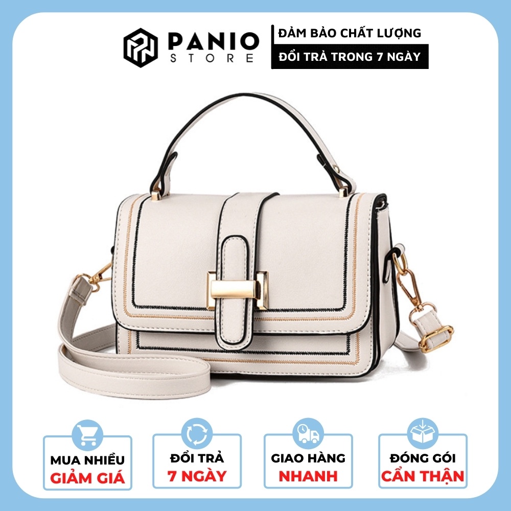 Túi đeo chéo nữ đi chơi nhỏ xinh hàng quảng châu cao cấp, túi xách nữ da mềm màu trắng cute PANIO SP09