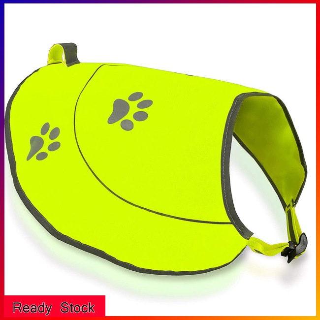 Lk Áo Vest Đi Bộ Đường Dài Màu Xanh Lá Dạ Quang In Dấu Chân Cún An Toàn Cho Chó Cưng