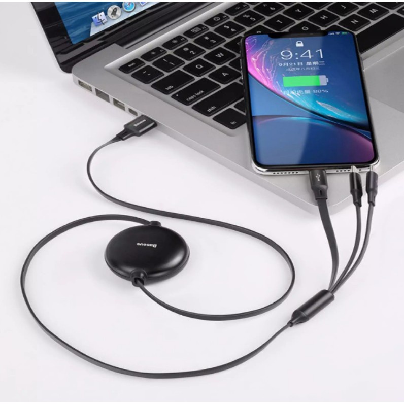 Cáp Sạc Đa Năng Siêu Nhanh Baseus 3 in 1  Chính Hãng Bảo Hành 1 Năm