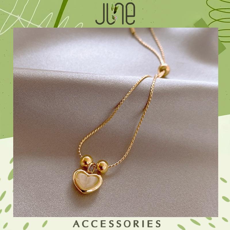 Lắc Tay Vòng Tay Nữ Trái Tim đính đá zircon Có Dây Rút Chỉnh Kích Thước thông minh Phong Cách Retro June