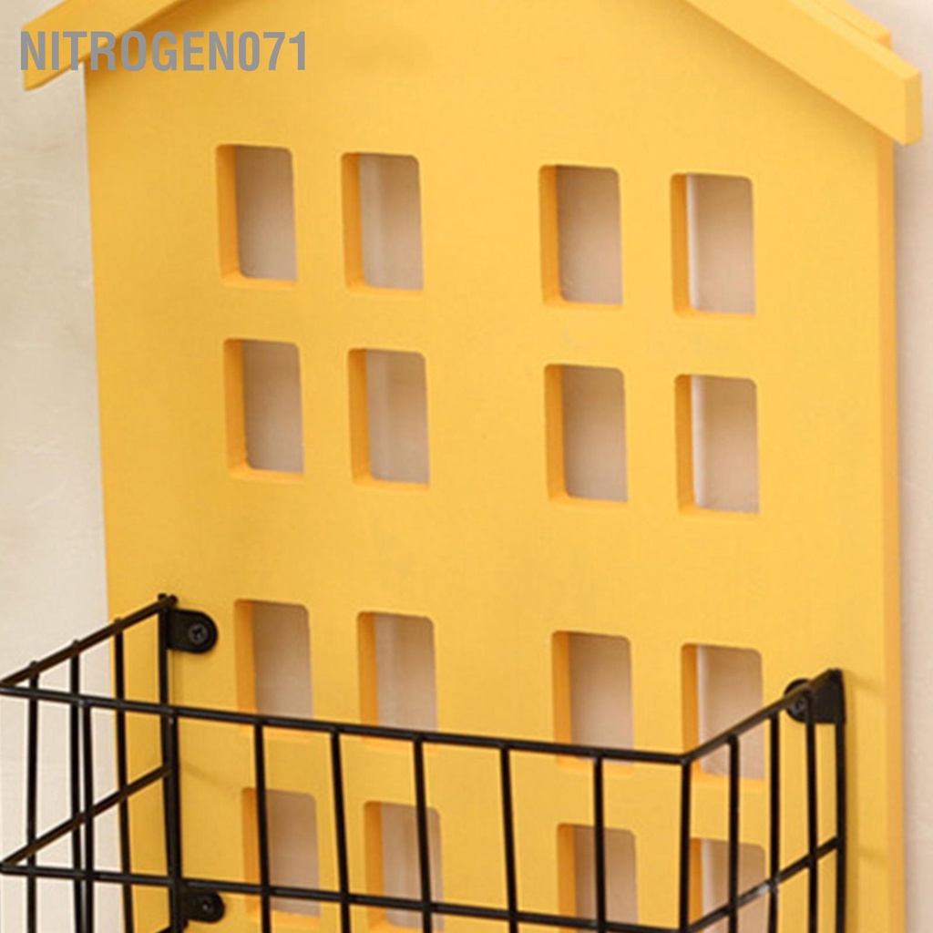 Nitrogen071 Kệ lưu trữ treo tường Làm bằng tay hình dạng ngôi nhà gỗ cho phòng khách ngủ