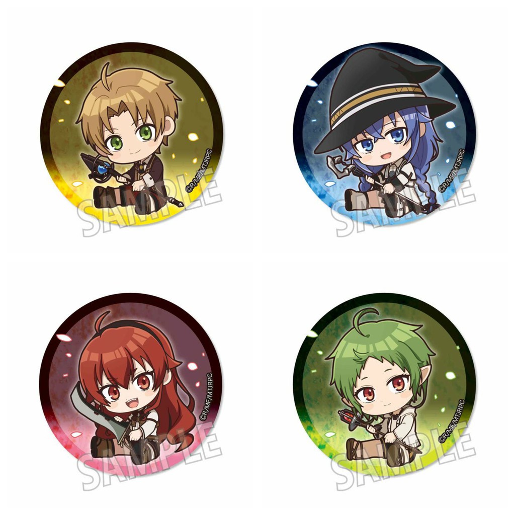 Huy hiệu cài áo IN HÌNH Mushoku Tensei Thất nghiệp chuyển sinh ver ngồi ôm đồ anime chibi dễ thương tiện lợi