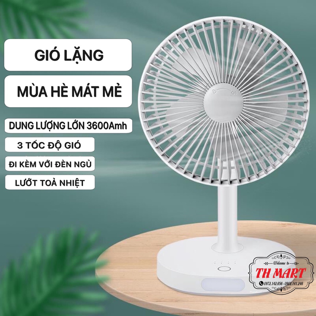 Quạt Tích Điện KM-F0326 Có Đèn Led 3 Chế Độ Gió Dung Lượng Lớn 3600Amh Hàng Xịn êBảo Chất Lượng