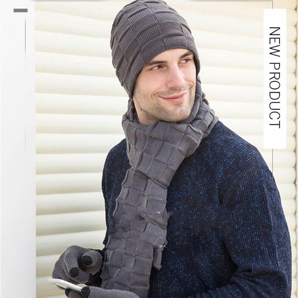 Set Mũ beanie + Găng Tay + Khăn Choàng Cổ + Găng Tay Giữ Ấm Có Thể
