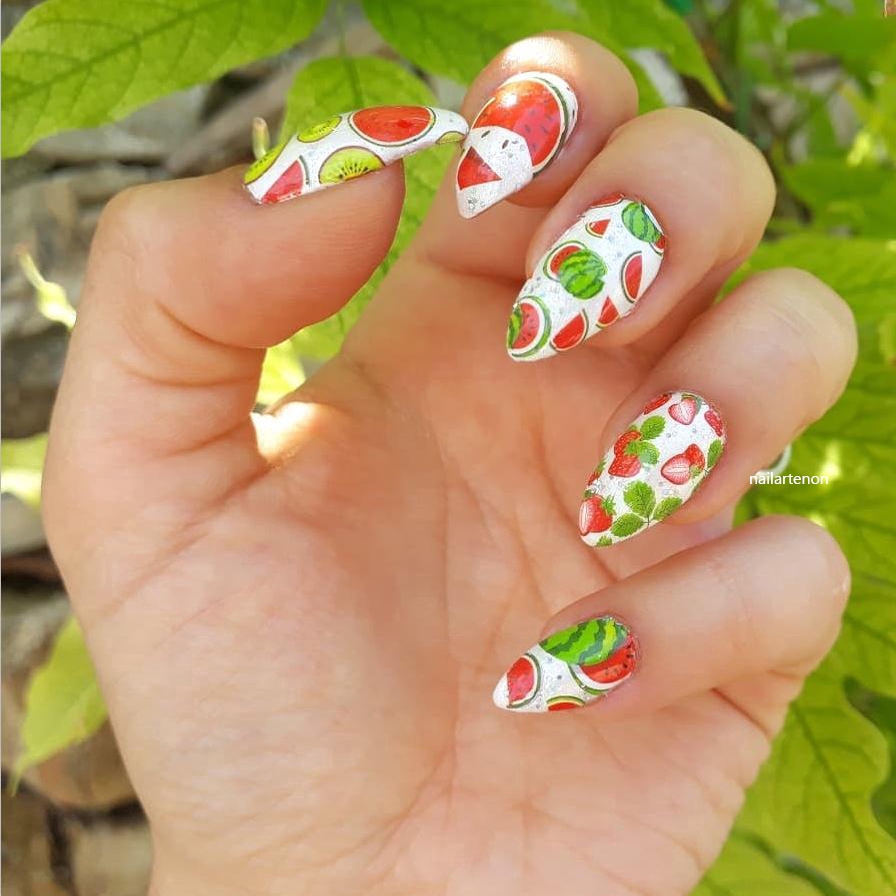 (Hàng Mới Về) Miếng Dán Trang Trí Móng Tay Họa Tiết Trái Cây Xinh Xắn Beautybigbang