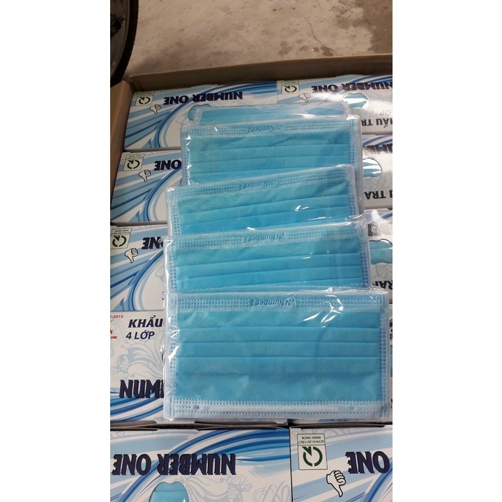 Hộp 50 Cái Khẩu Trang y Tế 4 Lớp Kháng Khuẩn Number One
