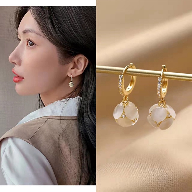 Khuyên Tai Hình Nơ Đính Đá Pha Lê Nhân Tạo Phong Cách Hàn Quốc Thời Trang