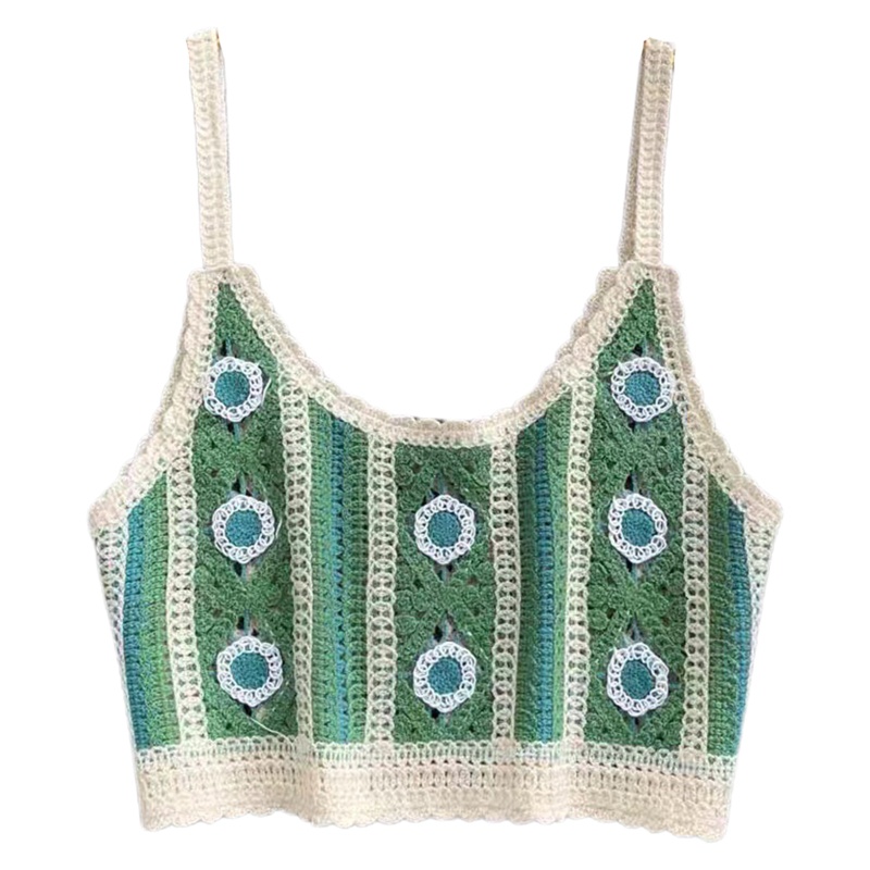 Áo Croptop Đan Len Thêu Họa Tiết Thời Trang Mùa Hè Cho Nữ