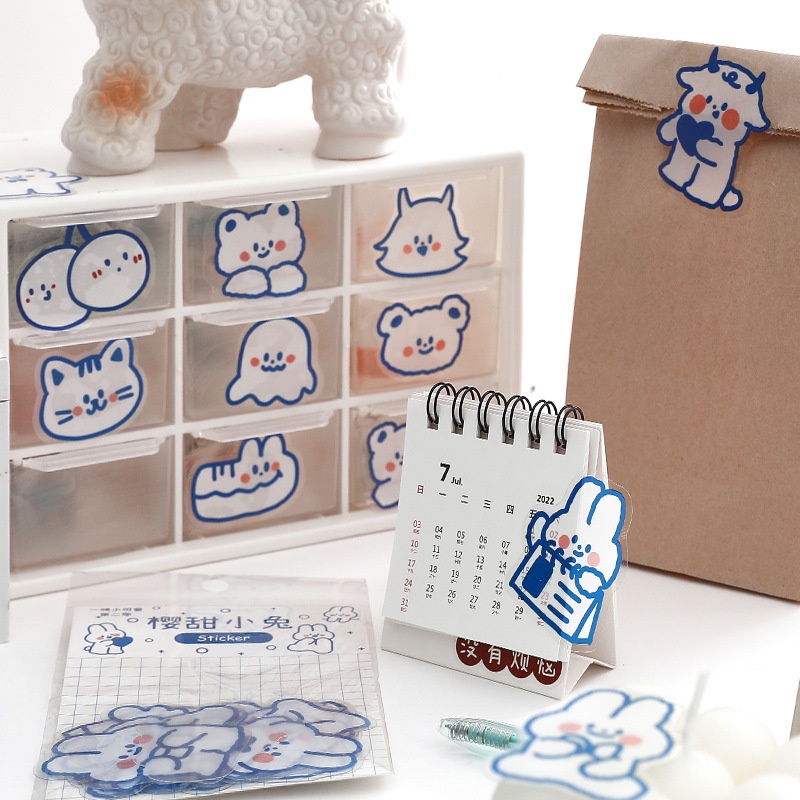 Set 40 miếng dán hình động vật dễ thương trang trí sổ tay DIY