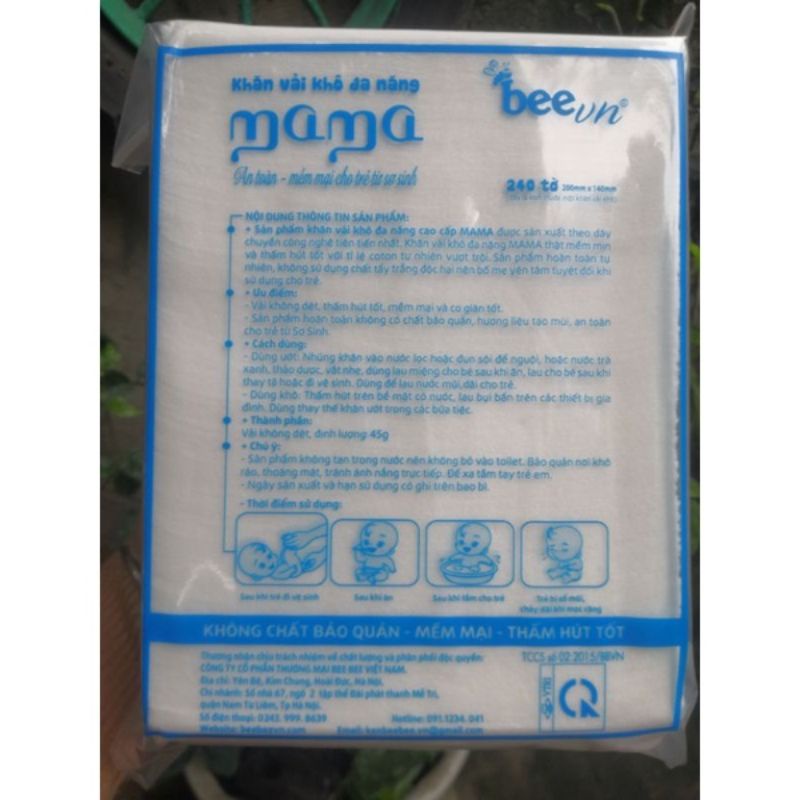Combo 5 bịch khăn vải khô đa năng mama 240 tờ