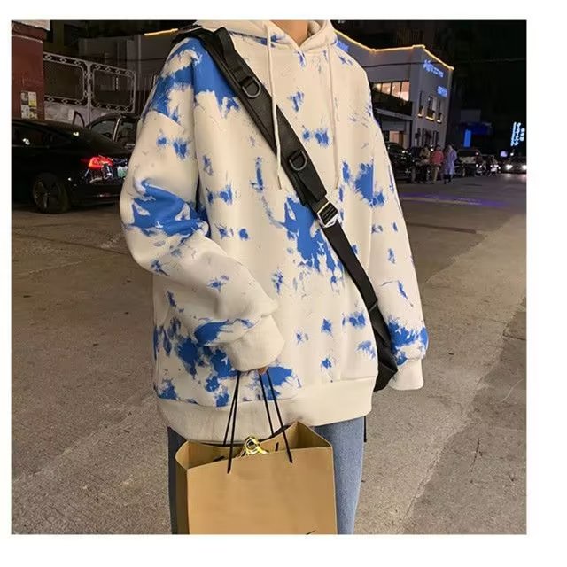 Áo Hoodie Dáng Rộng Họa Tiết Màu Nhuộm Cá Tính Cho Nam
