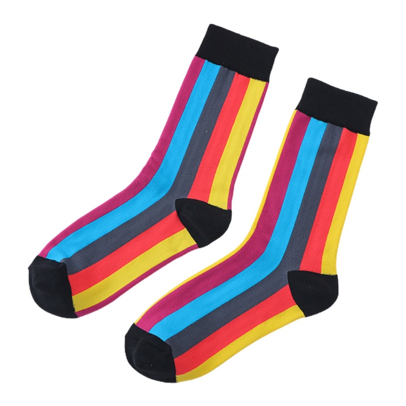 Xiangbao Tất Ống Dài Kẻ Sọc Cầu Vồng Phong Cách Hip Hop Cho Nữ