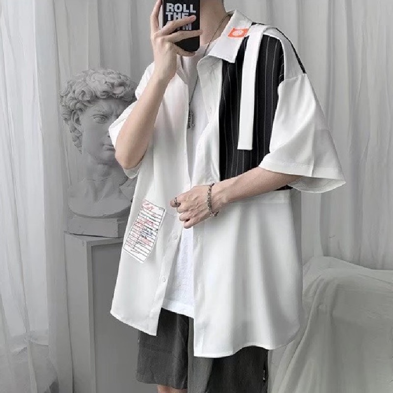 Áo Sơ Mi Tay Ngắn Kẻ Sọc Thời Trang Hàn Quốc Cho Nam