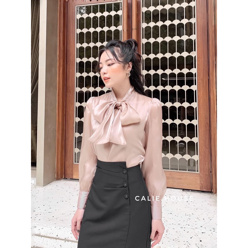 ÁO SƠ MI NƠ CỔ CHẤT TƠ SỐNG ORGANZA 2 LỚP