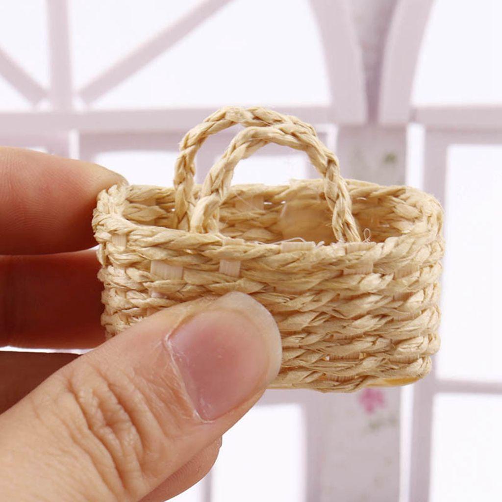 Giỏ Đan Thủ Công Bằng Gỗ Tỉ Lệ 1 / 12 Trang Trí Nhà Búp Bê