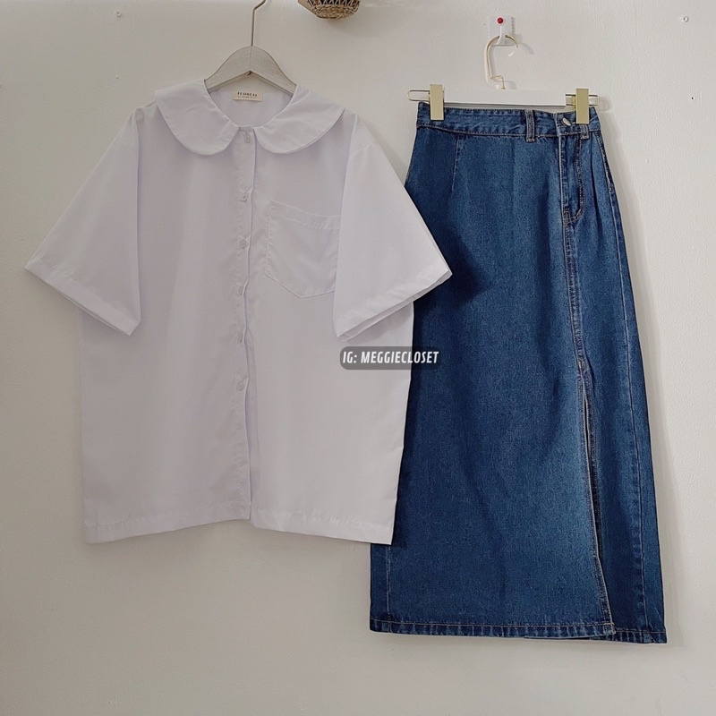 [ẢNH THẬT ĐỘC QUYỀN MEGGIECLOSET] Áo sơ mi cổ bèo