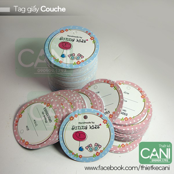 500c Tag giấy hình Tròn  In theo yêu cầu Mác giấy treo quần áo Tem giấy tag treo phụ kiện CANI
