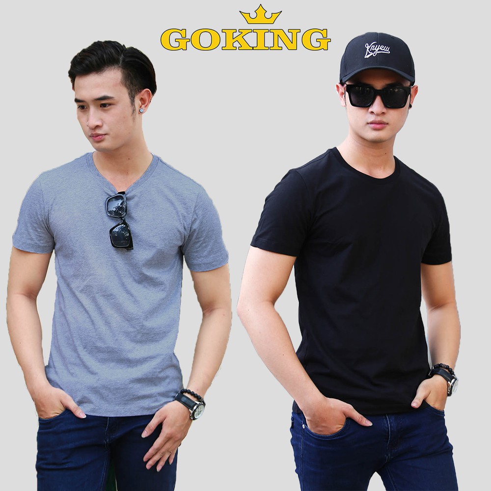 Combo 2 áo thun hàng hiệu GOKING, form unisex cho nam nữ, cặp đôi. Áo phông trơn 100% cotton và thun lạnh giá rẻ.