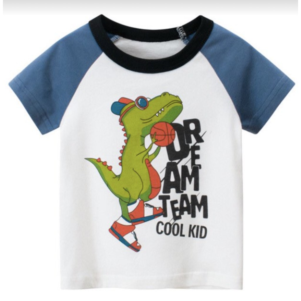 Áo bé trai cho bé in hình khủng long Rocker ngộ nghĩnh chất cotton hàng chất lượng tốt