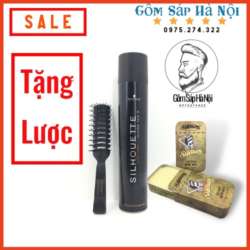 Gôm Xịt Tóc Nam Silhouette 420 ml +Sáp Vuốt Tóc Sawencito Deluxe Hair Wax ( Tặng Lược)