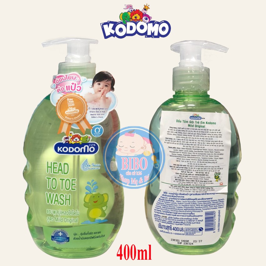 Dầu tắm gội cho bé Kodomo Head To Toe - 200ml,400ml - Thương hiệu Thái Lan