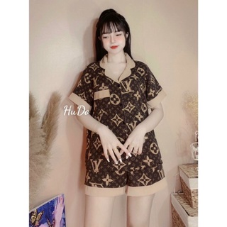Bộ đồ pizama tay cộc quần cộc chất lụa Latin cao cấp