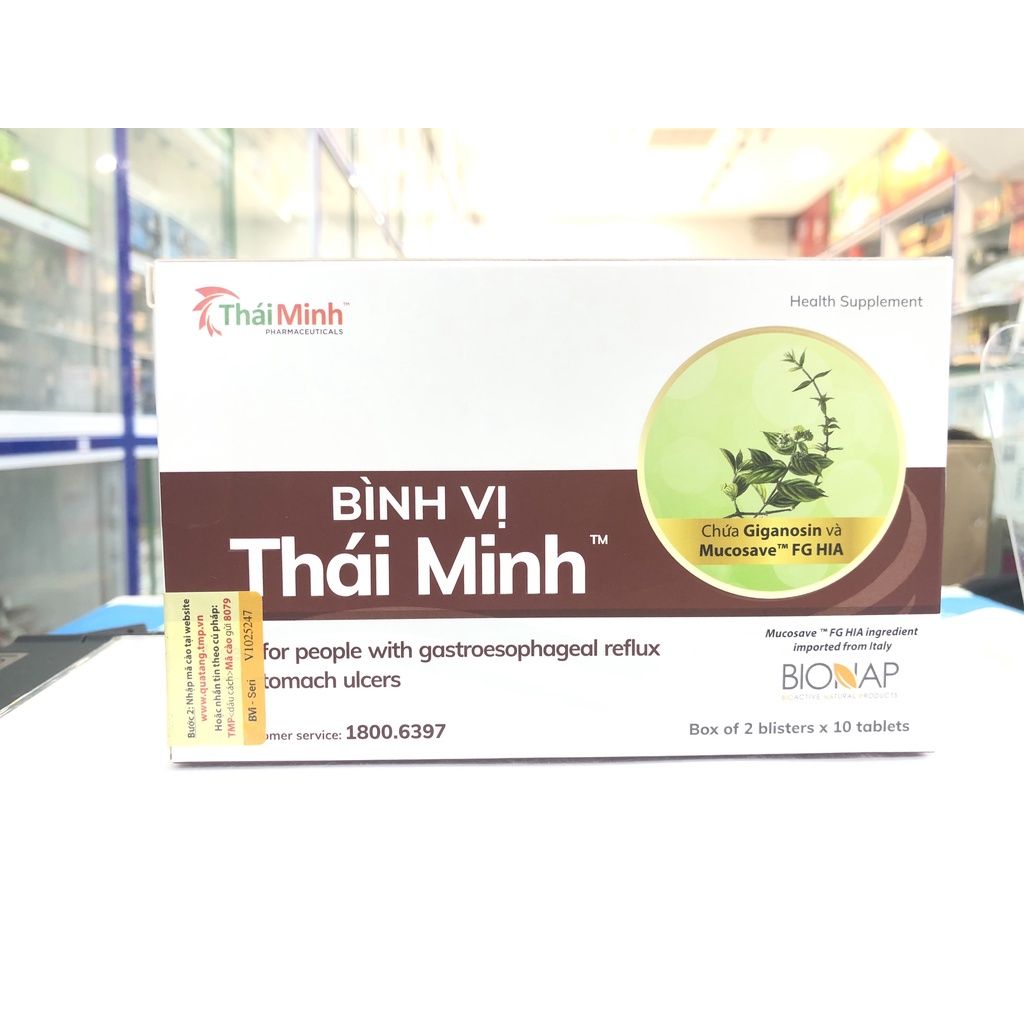 [Chính Hãng , Mua 6 Tặng 1] Bình Vị Thái Minh Hộp 20 viên , Hỗ trợ giảm acid dịch vị và các biểu hiện của bệnh dạ dày.