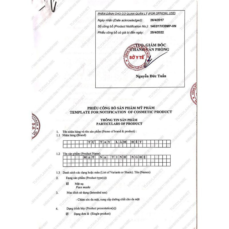 MẶT NẠ TINH NGHỆ- TỰ TAY LÀM HẾT