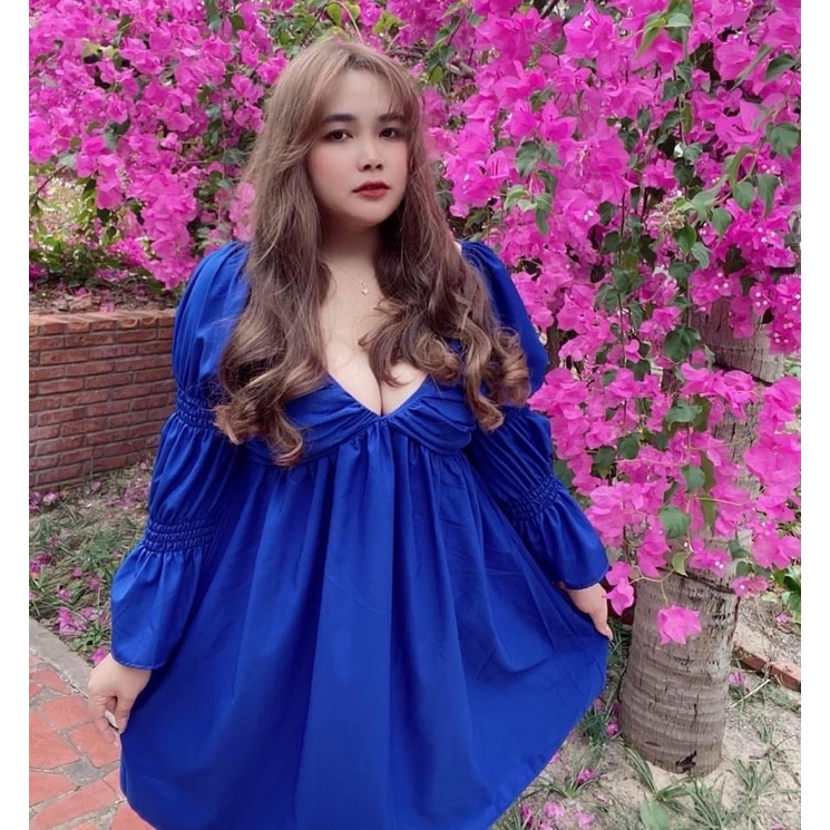 BIGSIZE Đầm tay phồng bigsize 60-90kg hình mẫu chụp thật 100%