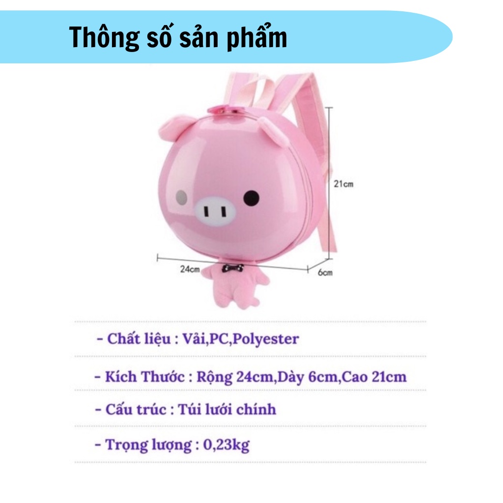 Balo cho bé mẫu giáo mầm non FREESHIP Balo trứng cho bé nắp nhựa hình thú chống va đập cho bé