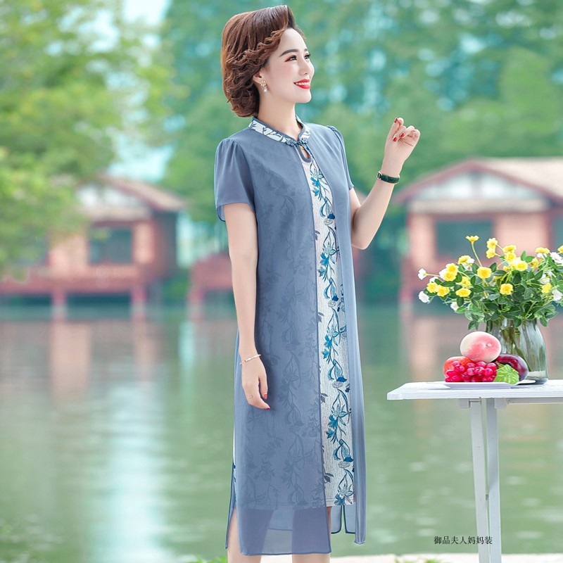 Đầm Sườn Xám Cách Tân Bằng Vải Voan Thời Trang Mùa Hè Dành Cho Phụ Nữ Trung Niên