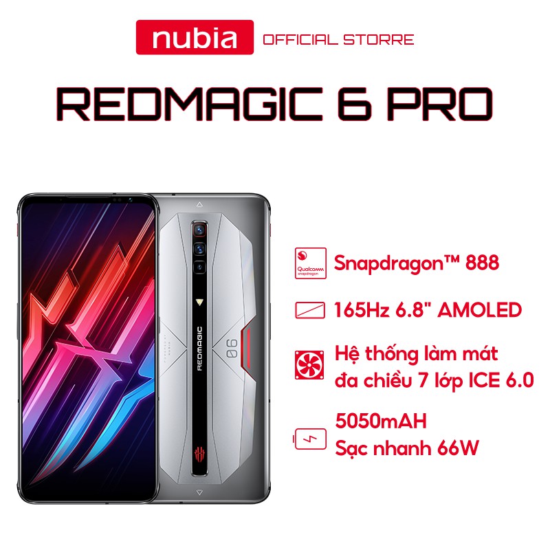 [GAMING PHONE] Điện thoại Redmagic 6 Pro 5G - AMOLED 6,8" | Snapdragon 888 5G | RAM 16 GB | ROM 256 GB | BH 12 Tháng