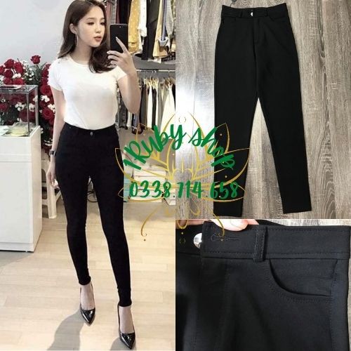 Quần Tregging Nữ  Cạp Cao Chất Vải Dày Dặn Siêu Co Giãn Mặc Tôn Dáng