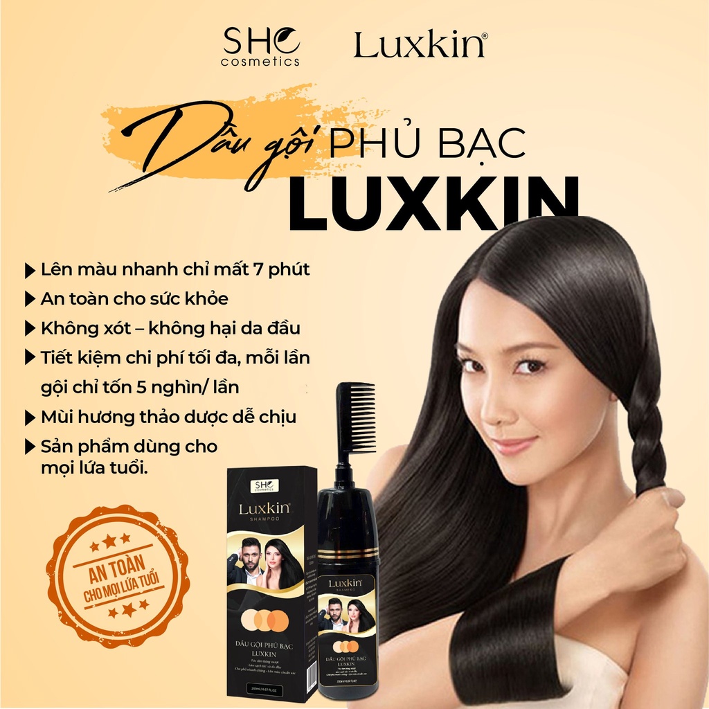 Dầu Gội Nhuộm Tóc Thảo Dược LUXKIN, Nhuộm Tóc Phủ Bạc Đổi Màu Tóc Không Hóa Chất An Toàn Chỉ Sau 15 Phút Tại Nhà