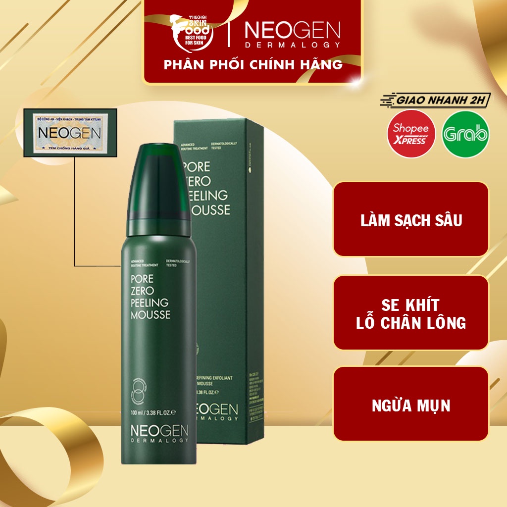 Tẩy Da Chết Dạng Bọt Min BHA, Làm Sạch, Se Khít Lỗ Chân Lông Neogen Pore Zero Peeling Mousse 100ml