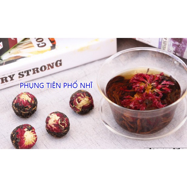 Trà phổ nhĩ hoa Điền Hồng 1 viên ( hồng, mẫu đơn, kim ngân, phụng tiên, nếp, mộc, bạch cúc, kim cúc, trần bì, bách hơp) | BigBuy360 - bigbuy360.vn