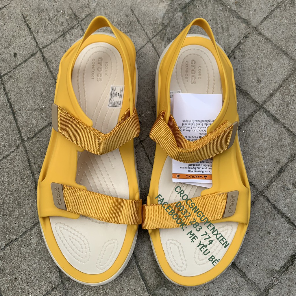 Giày sandal nhựa đi mưa chống hôi chân -Croslite-swiftwater-expedition cho nữ màu vàng