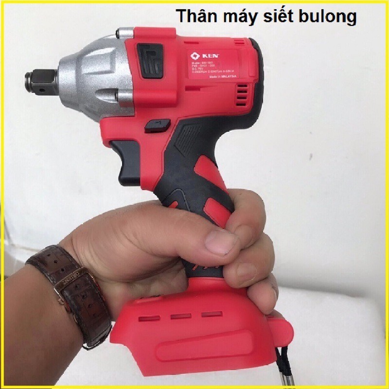 [Chính Hãng] Máy xiết bulong, máy xiết ốc bulong Ken 72V - 2 PIN không chổi than Kèm bộ PHỤ KIỆN VÀ 5 KHẨU TRẮNG